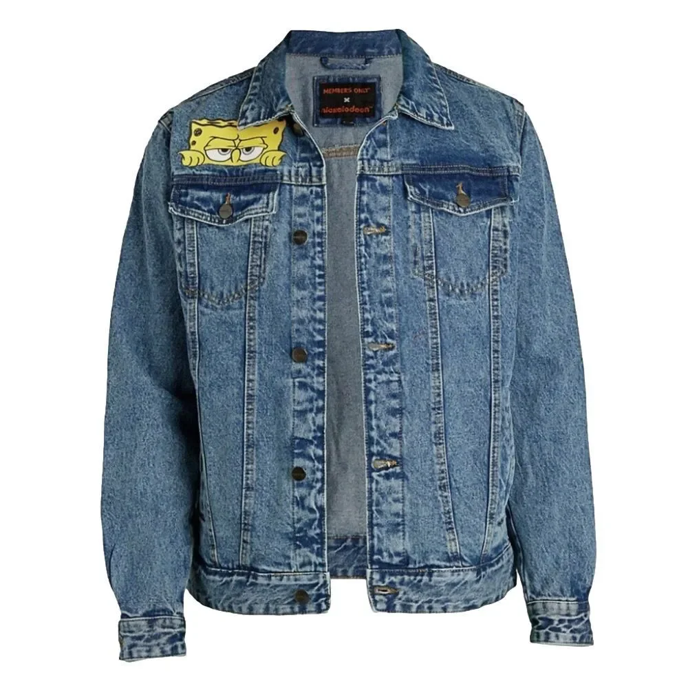 Members Only Nickelodeon SpongeBob Squarepants Trucker Casual Denim Jacket 90’s - Picture 2 of 4